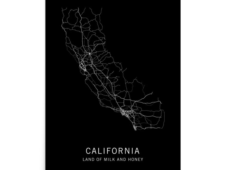California State Road Map Art Print From Clark Street Press