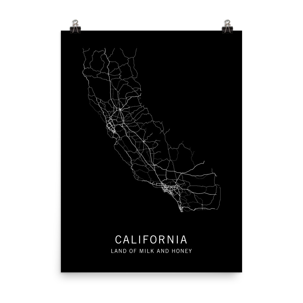 California State Road Map Art Print From Clark Street Press