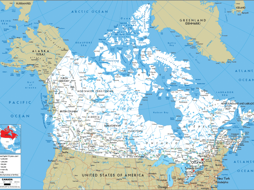 Canada Map Road Worldometer