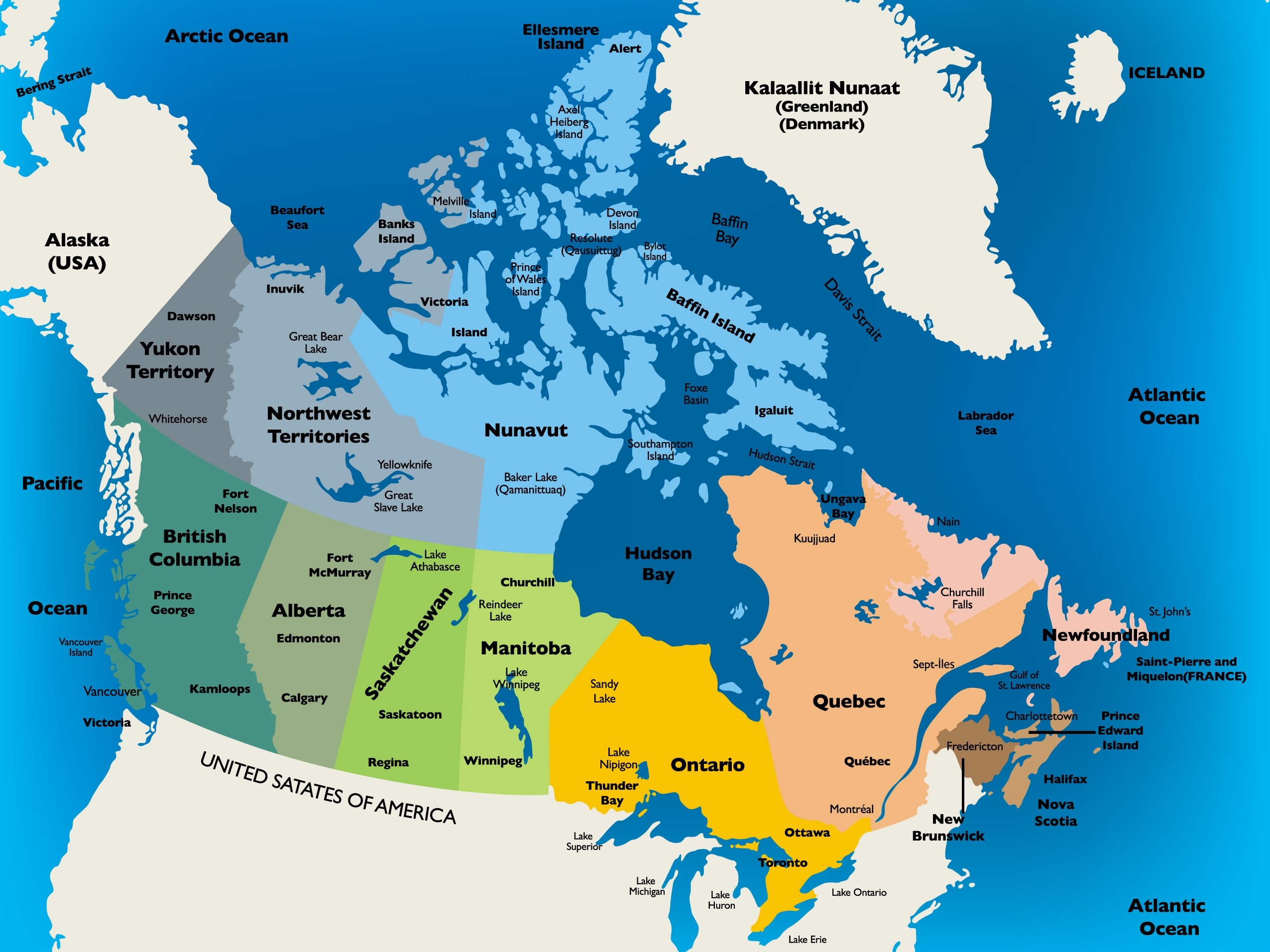 Canada Political Map Colored Map With Regions Canada Political Map Colored Map With Regions
