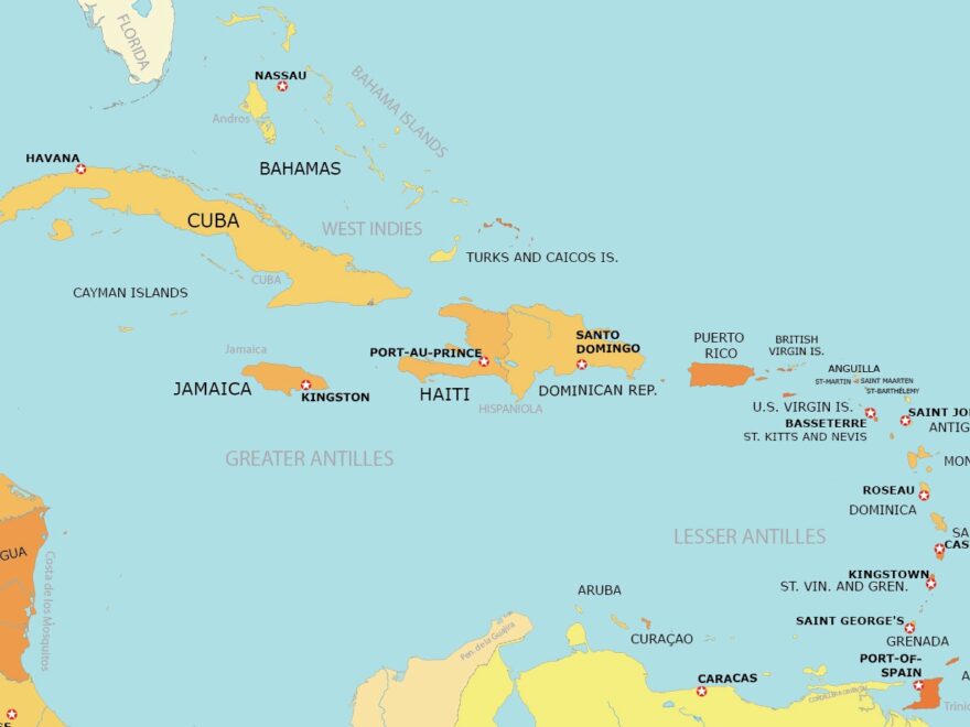 Caribbean Map Collection Printable GIS Geography
