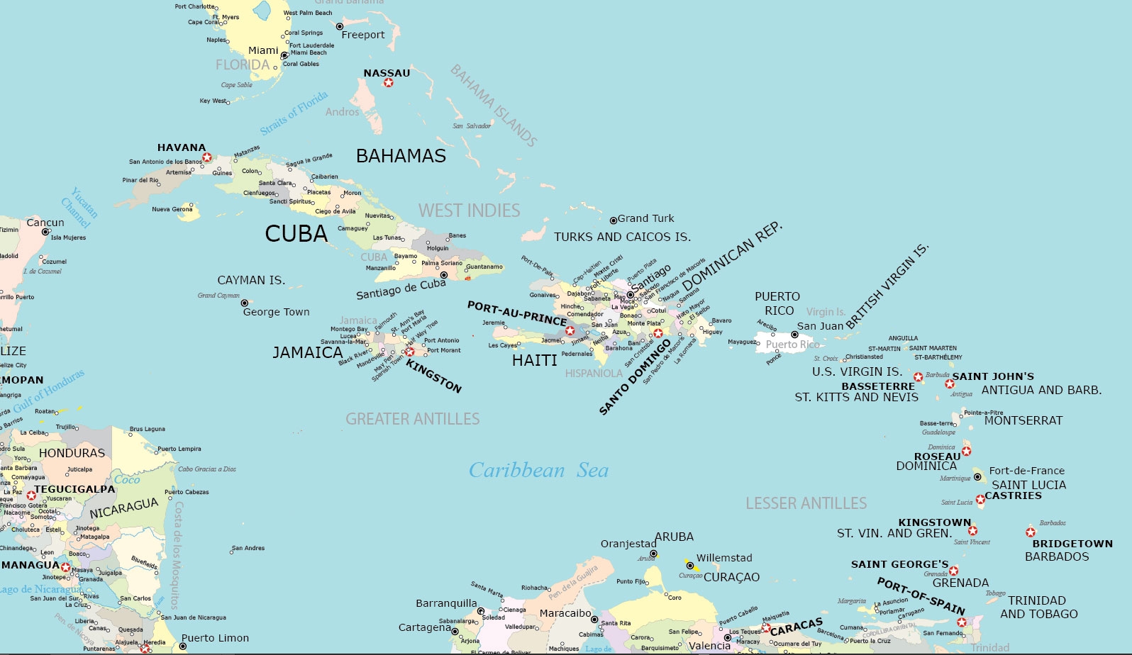 Caribbean Map Collection Printable GIS Geography