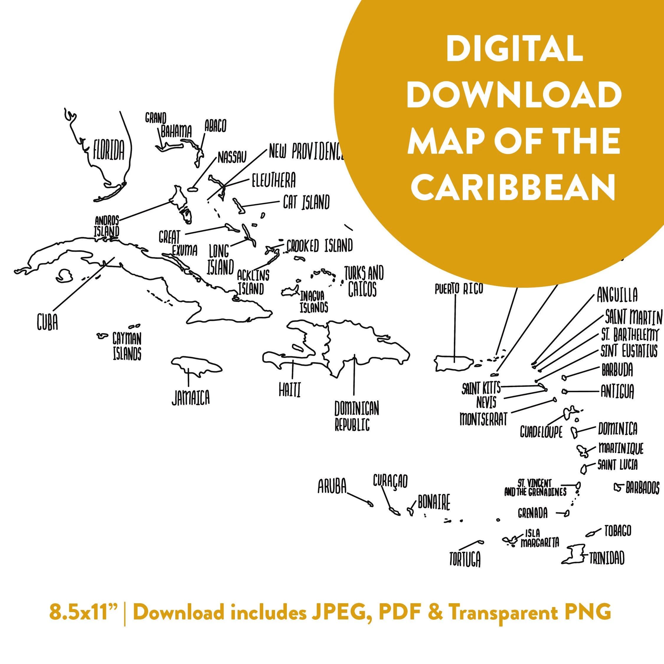 Printable Map Of Caribbean Islands To Color