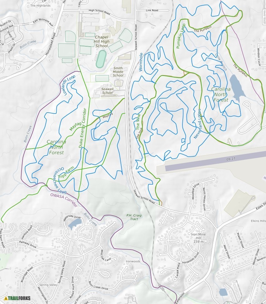 Carolina North Forest Mountain Biking Trails Trailforks
