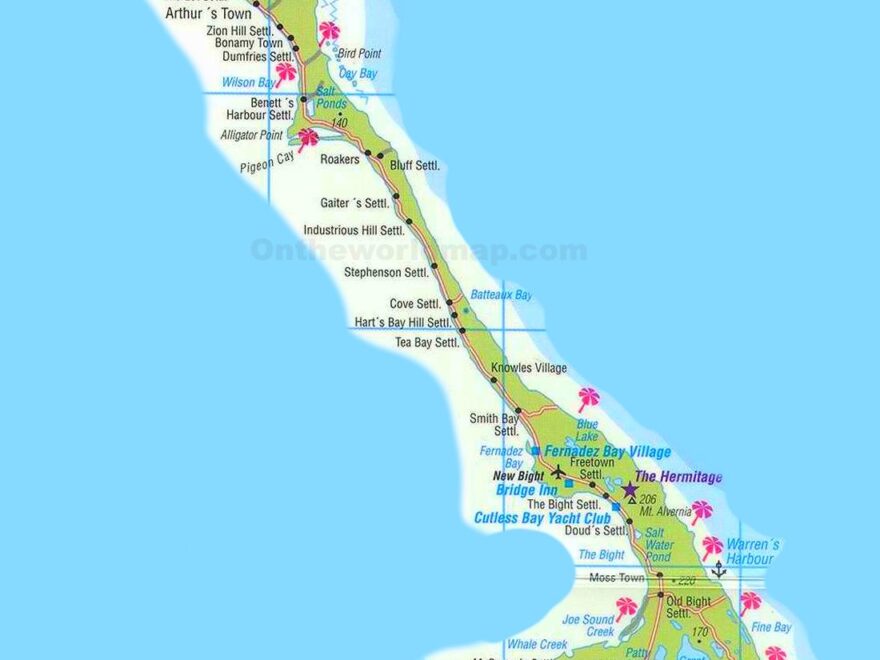 Cat Island Tourist Map Ontheworldmap