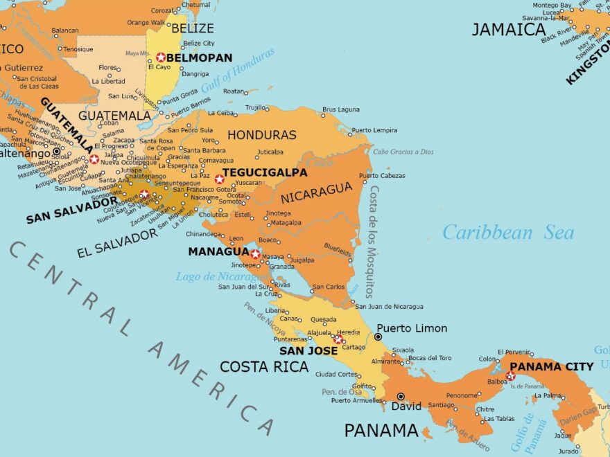 Central America Map Countries And Cities GIS Geography