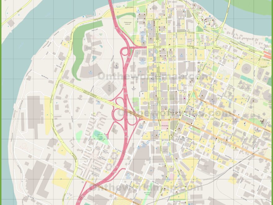 Chattanooga Downtown Map Ontheworldmap