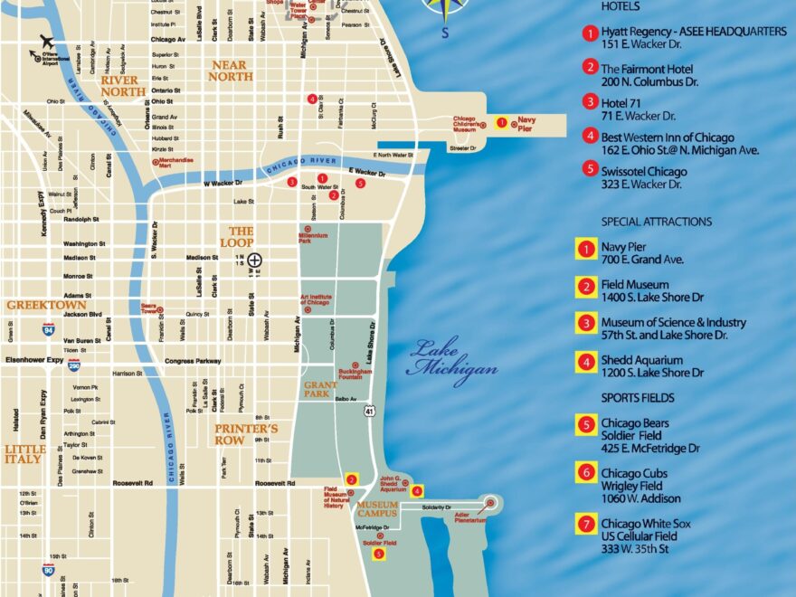 Chicago Downtown Map Ontheworldmap