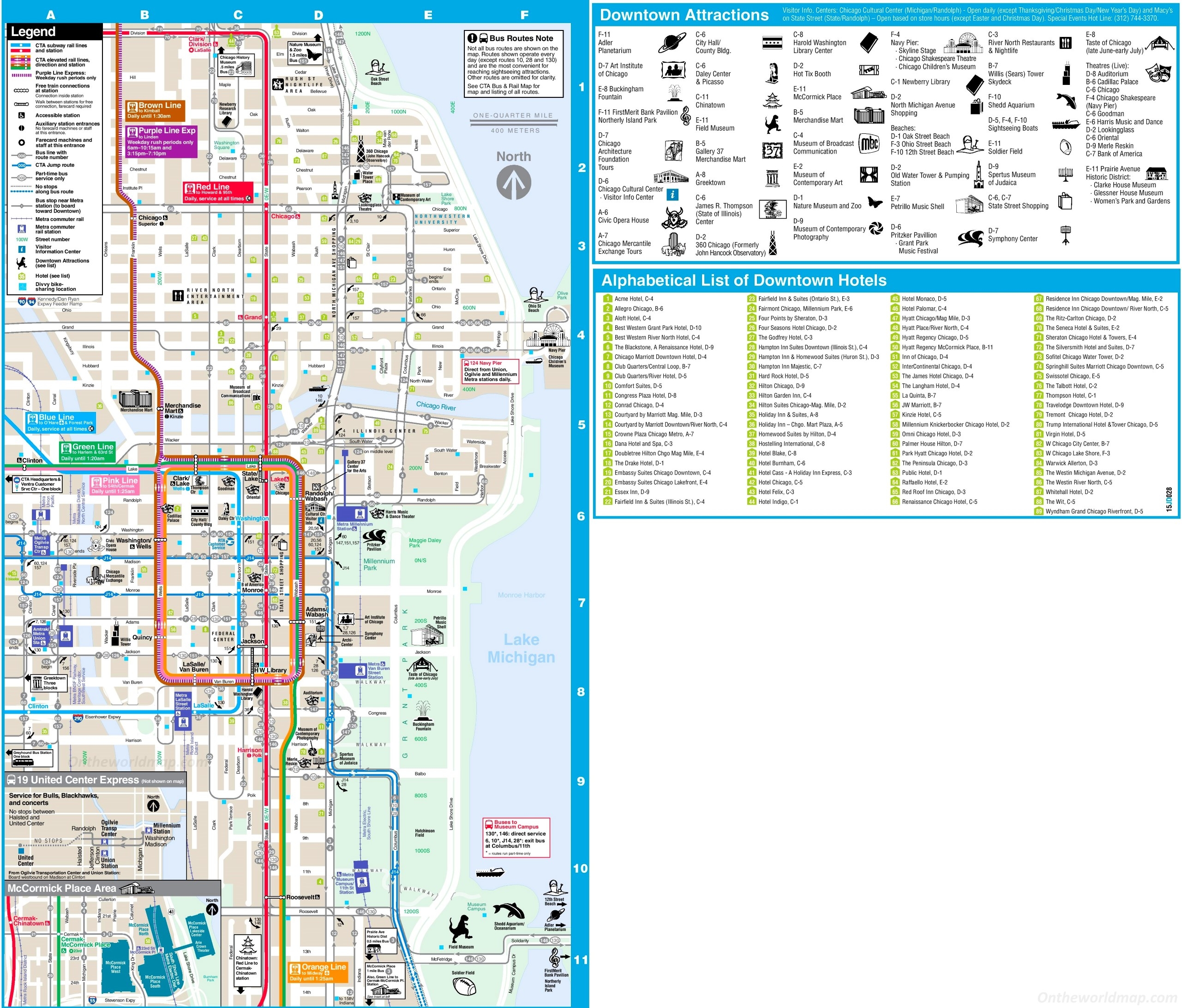 Chicago Loop Hotels And Tourist Attractions Map Ontheworldmap