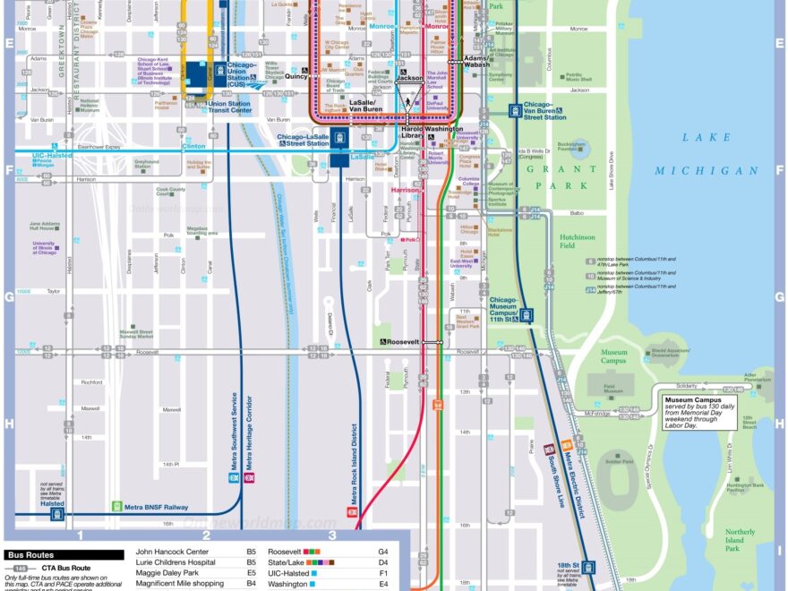 Chicago Loop Transport And Sightseeings Map Ontheworldmap