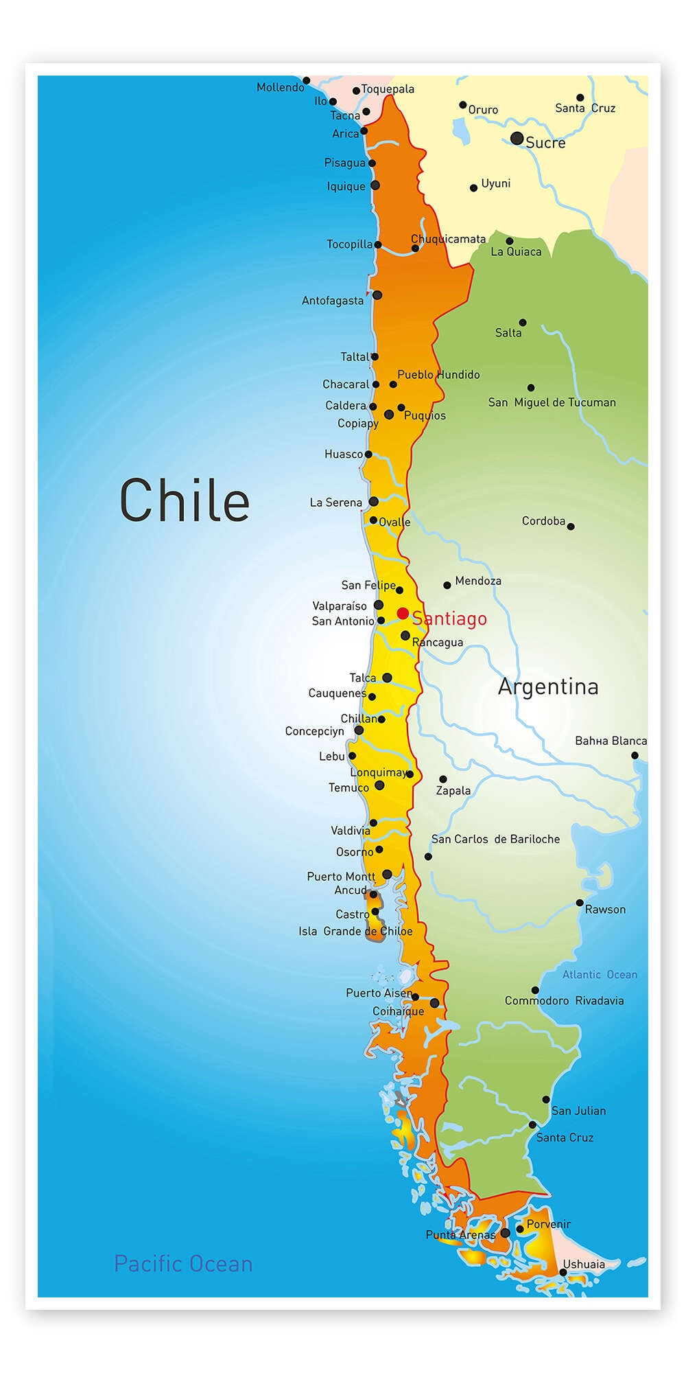 Free Printable Map Of Chile