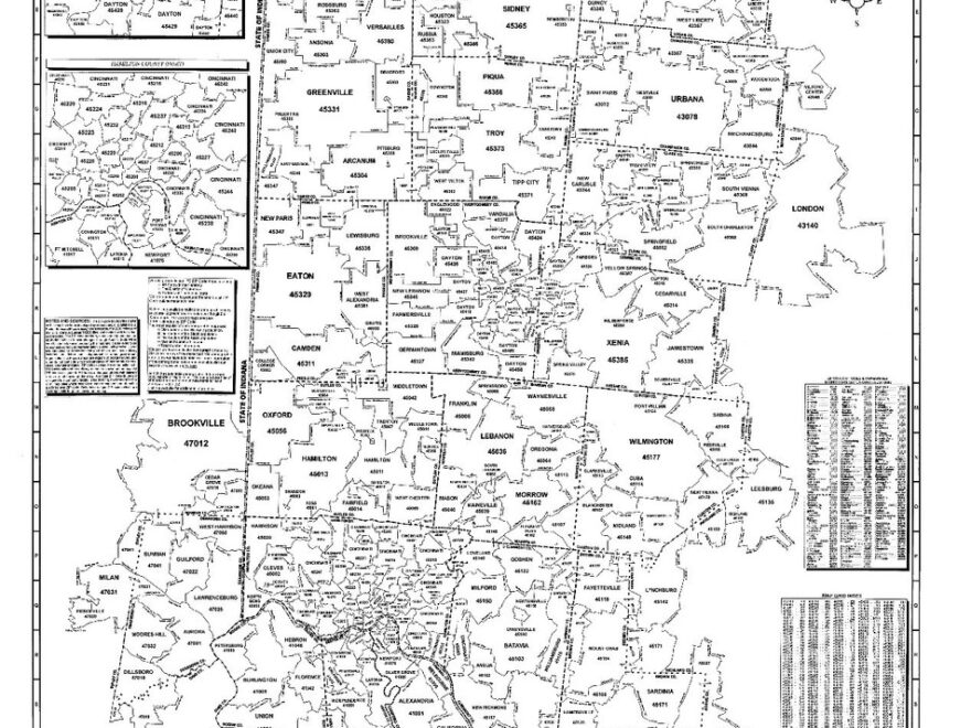 Cincinnati Dayton SW Ohio Laminated Zip Code Wall Map EBay