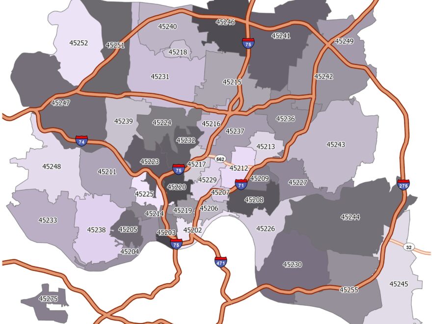 Cincinnati Zip Code Map GIS Geography