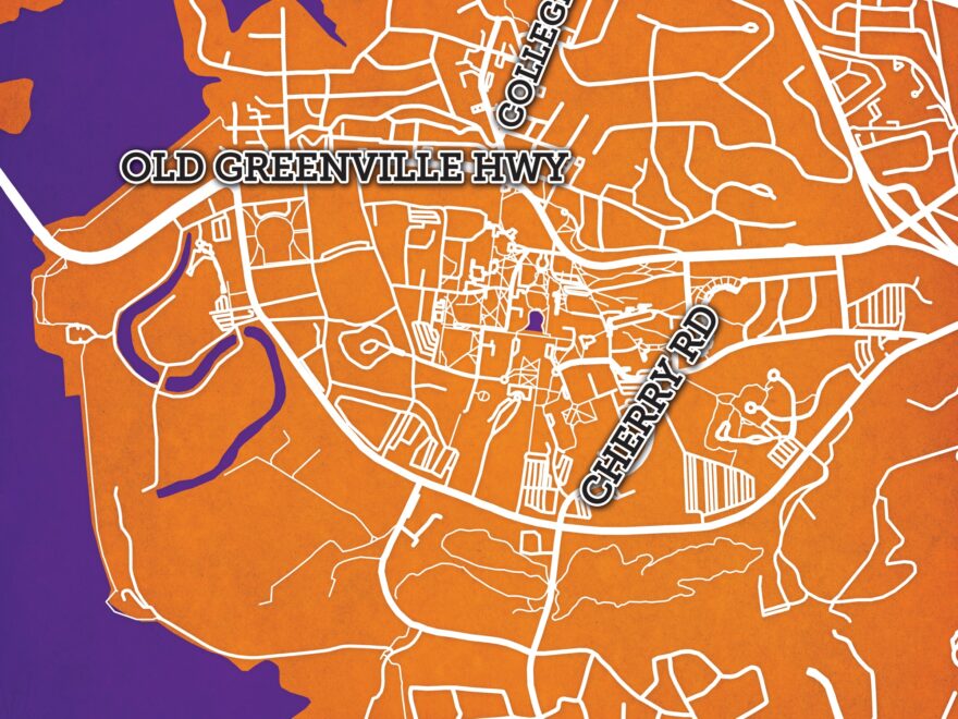 Clemson University Campus Map Art By City Prints The Map Shop