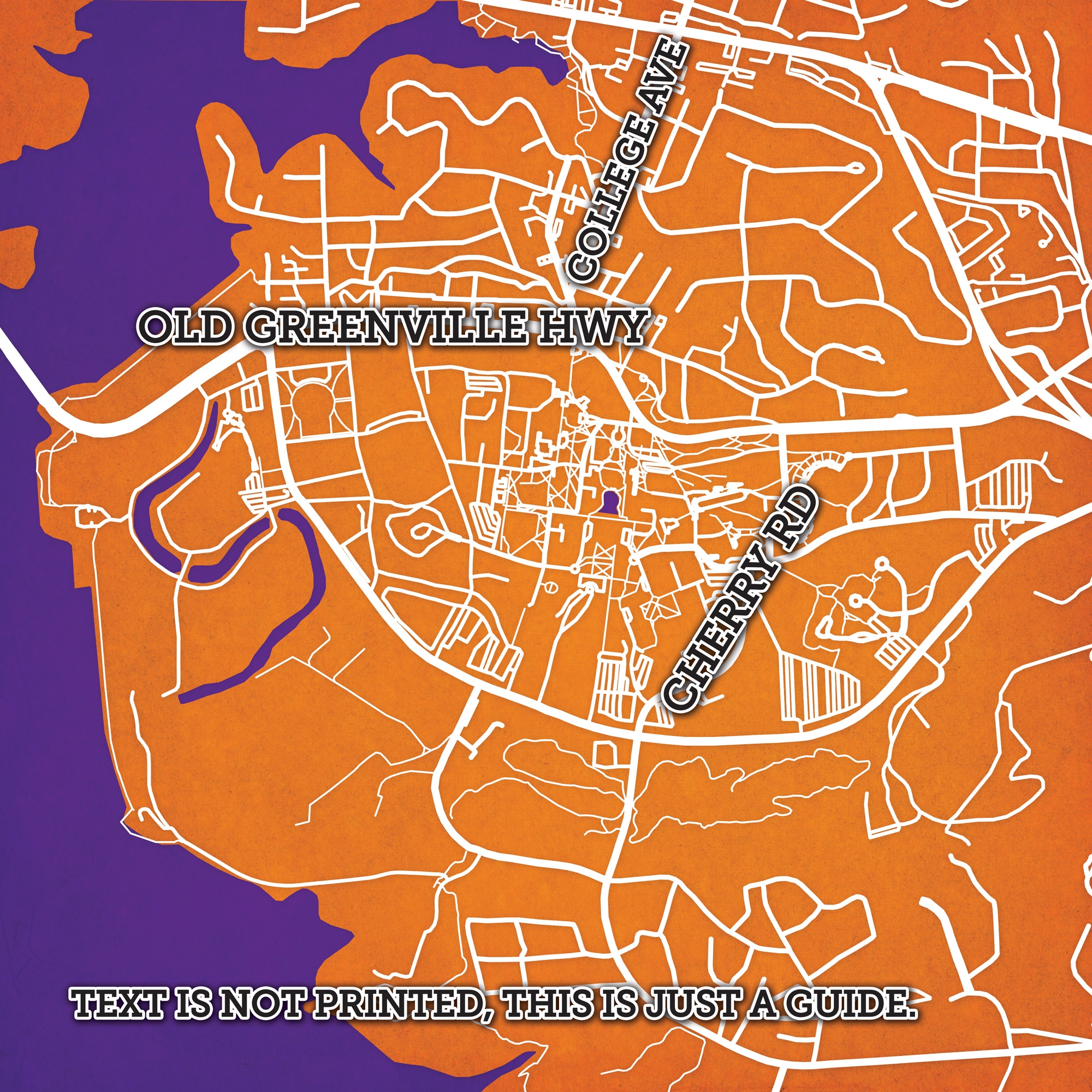 Clemson University Campus Map Art By City Prints The Map Shop