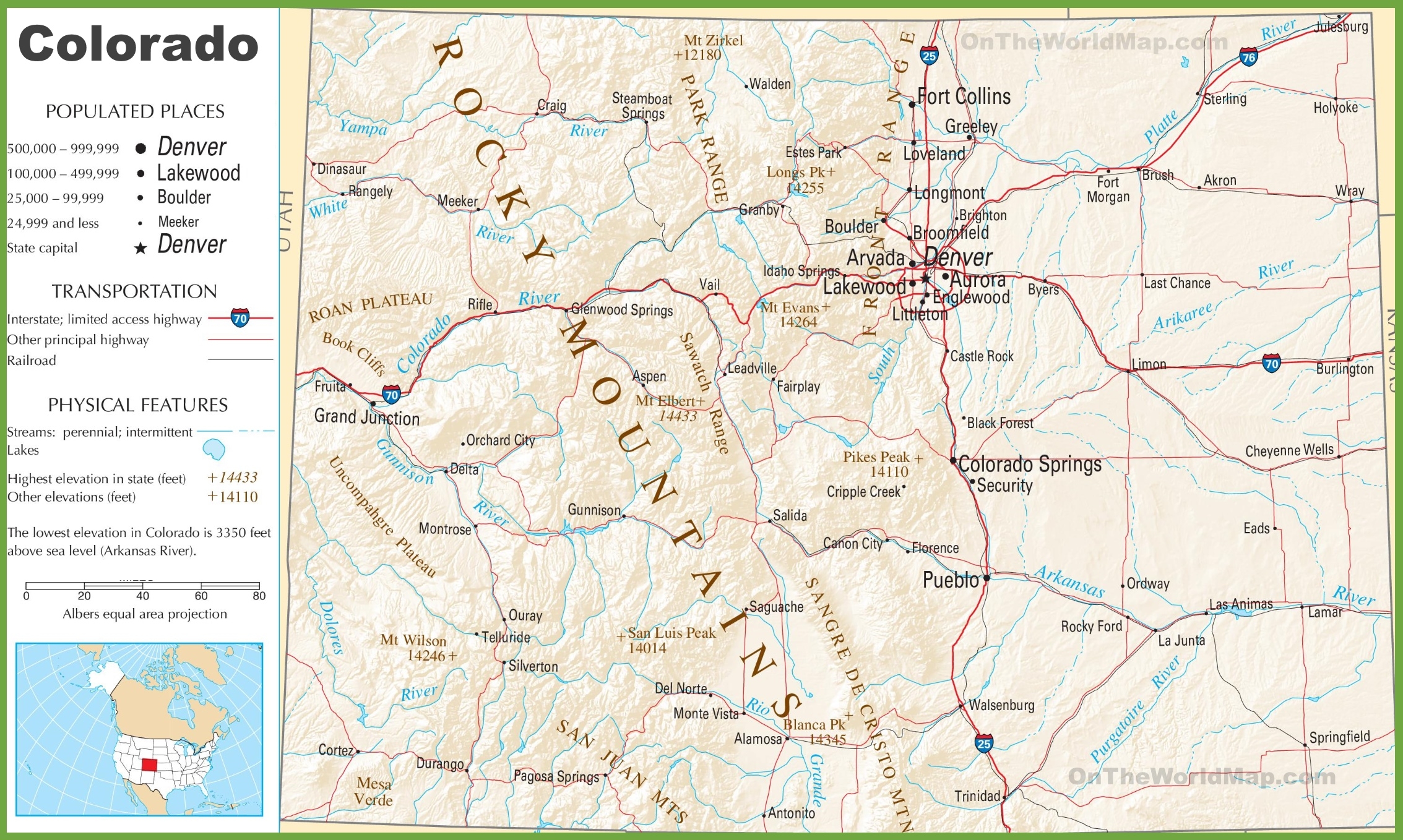 Colorado Highway Map Ontheworldmap