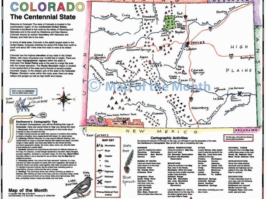 Colorado Map Blank Outline Map 16 By 20 Inches Activities Included