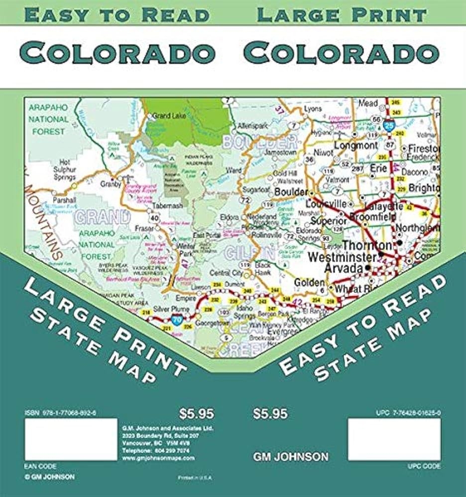 Colorado State Large Print Map GM Johnson Maps 9781770688926 Amazon Books