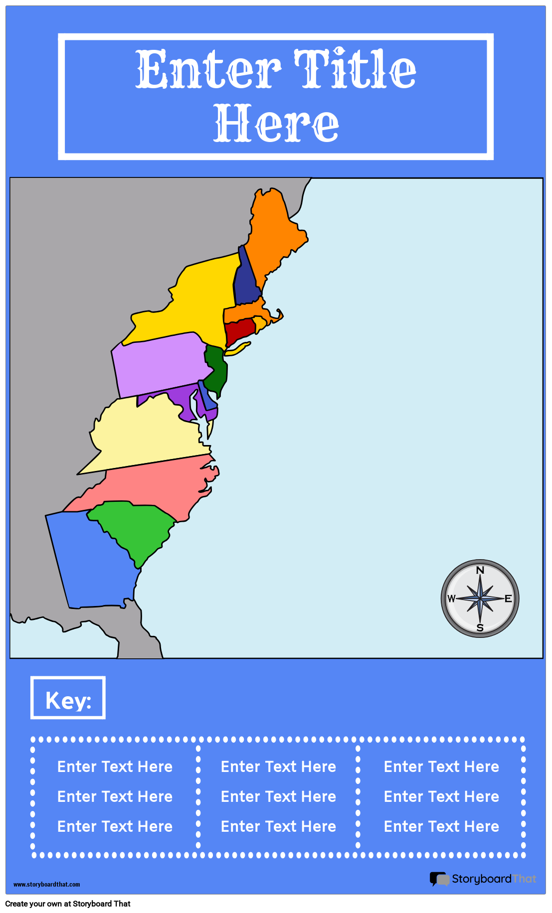 Printable 13 Colonies Color Map Blank