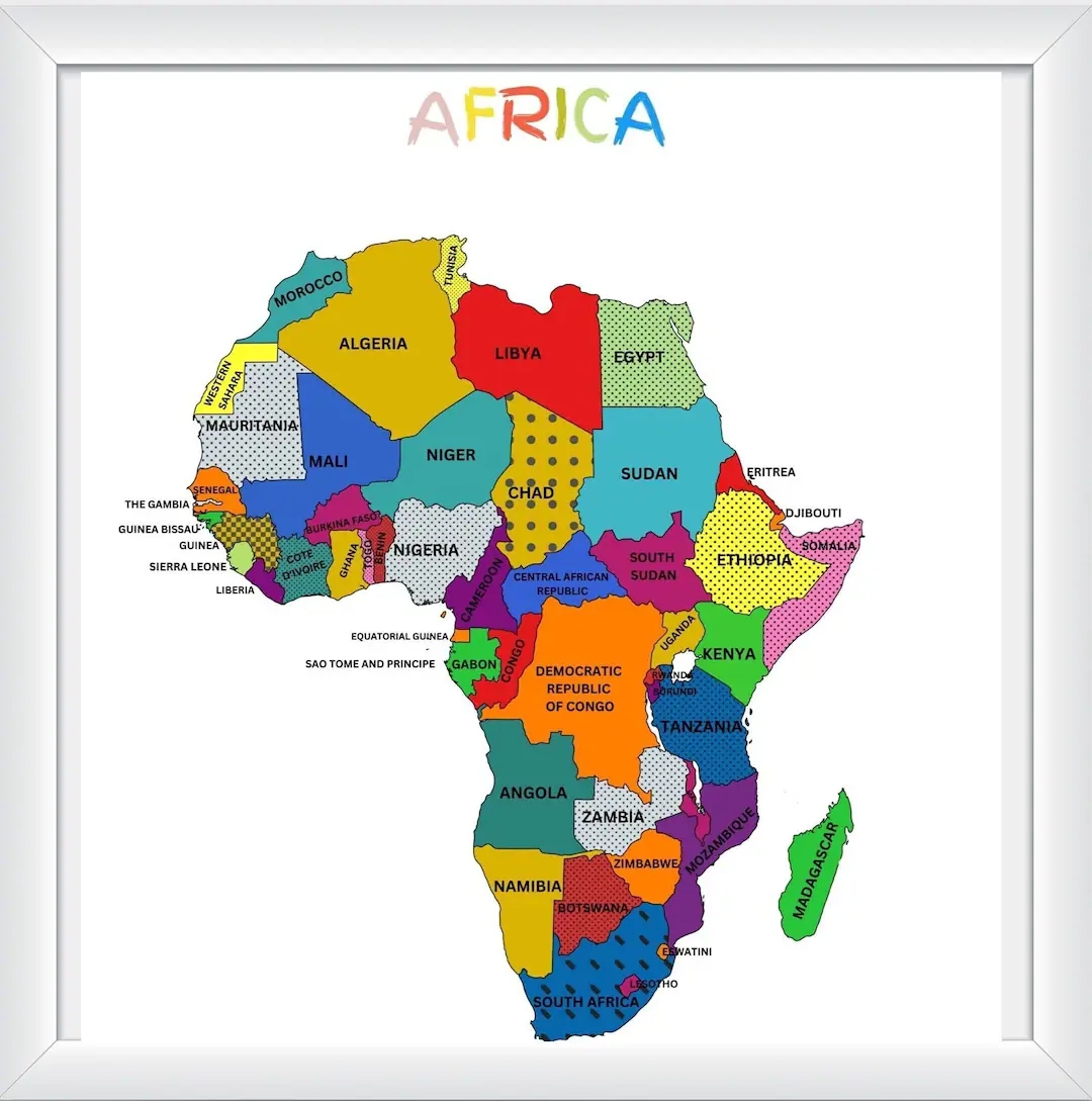 Colorful Africa Map Art Print Home Office Decor digital Download Etsy