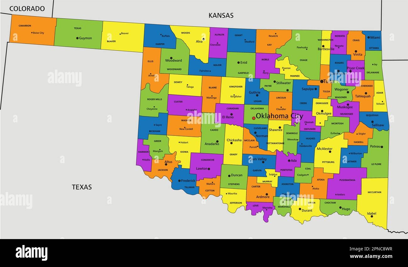 Ok Counties Map Labeled Printable
