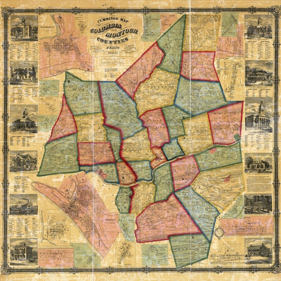 Columbia Pa Maps Etsy