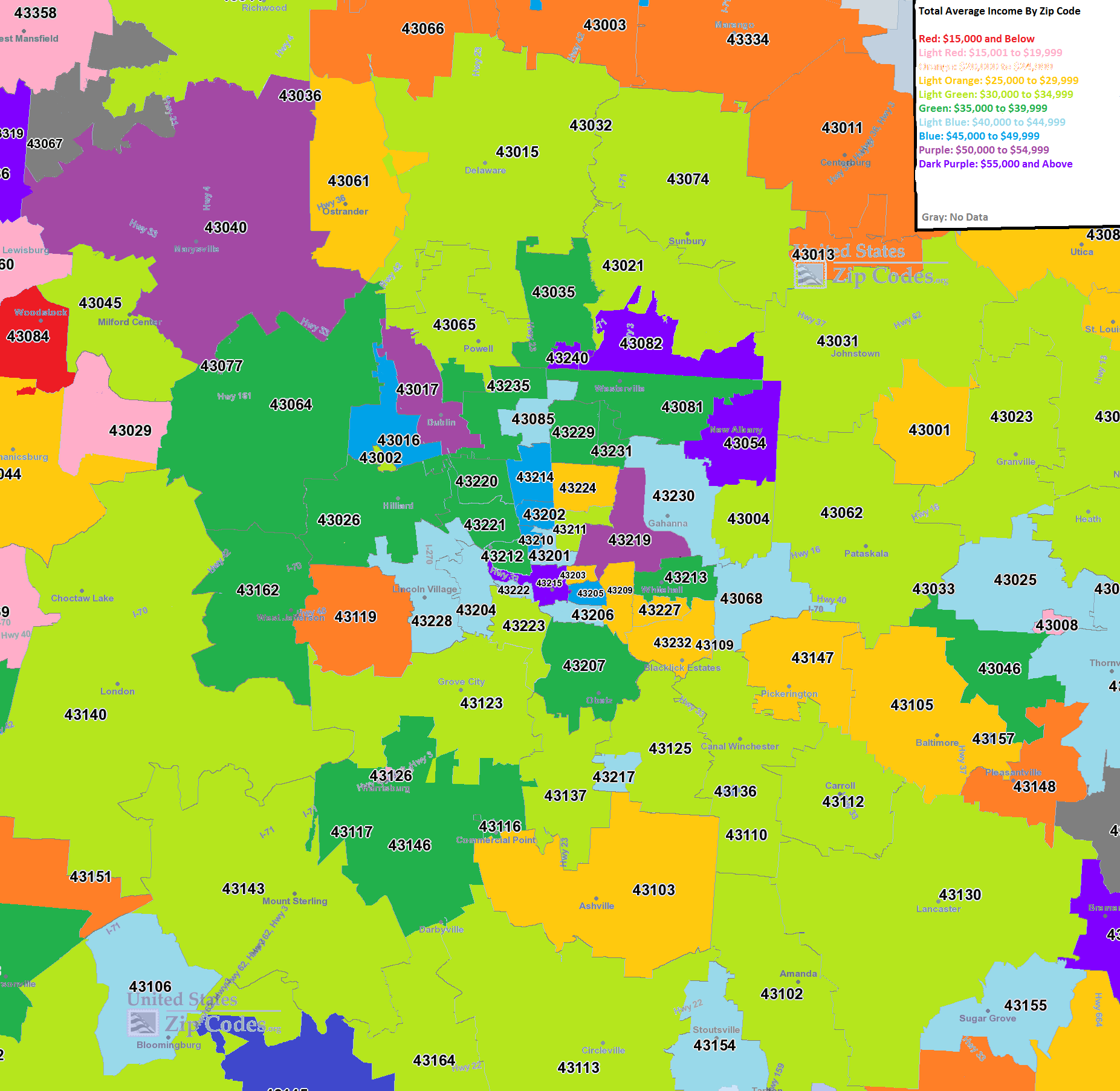Columbus Ohio Zip Code Map Printable