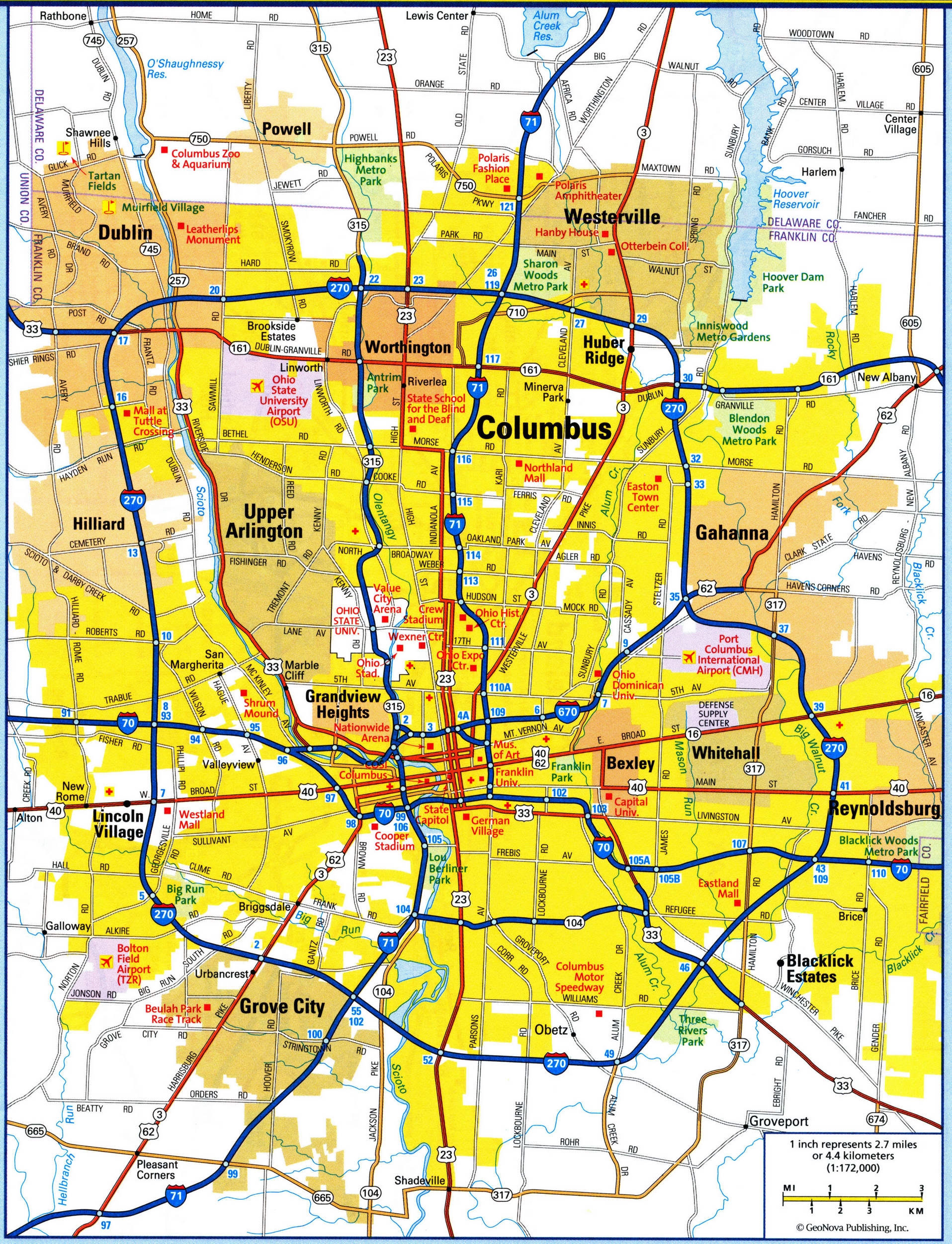 Printable Map Of Columbus Ohio