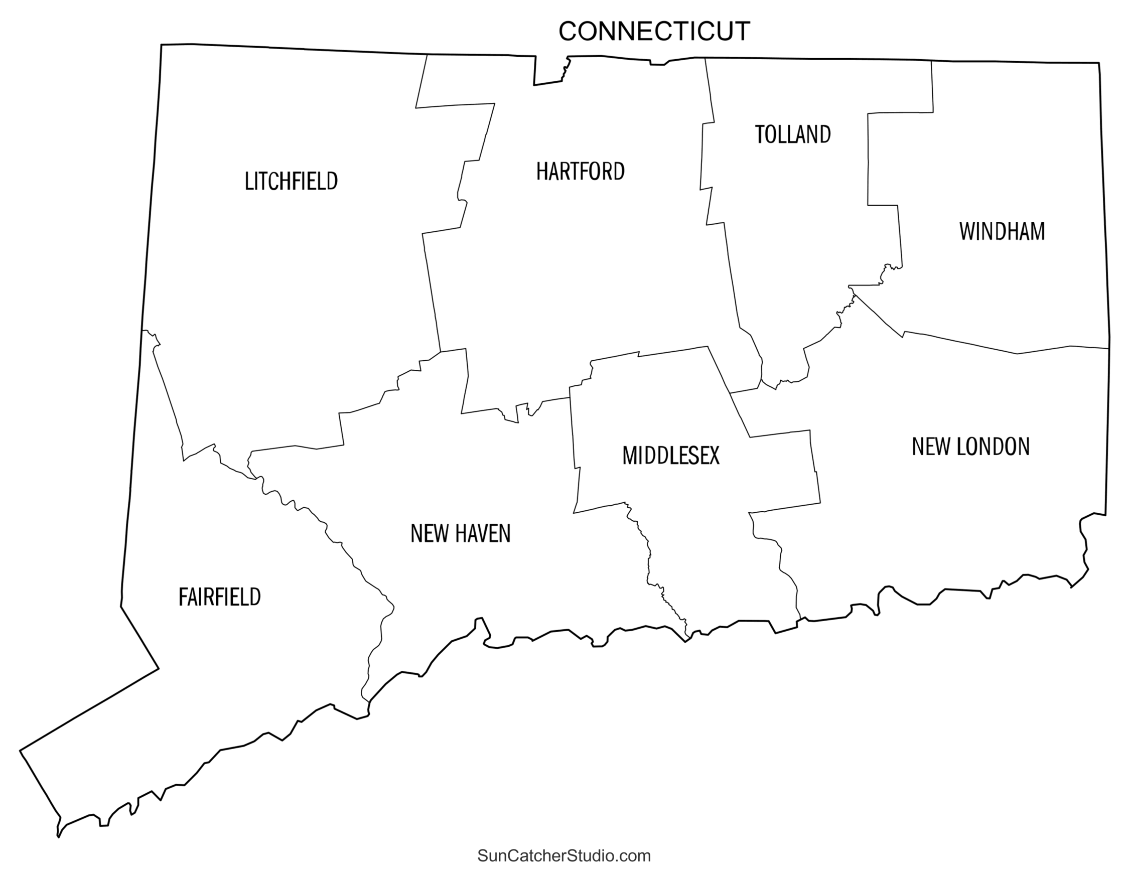 Connecticut County Map Printable