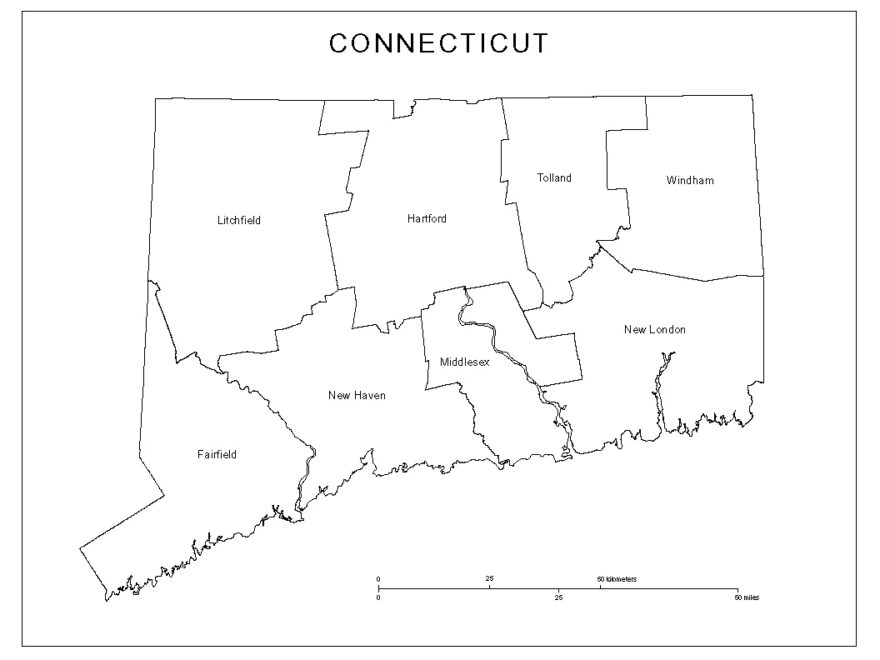 Connecticut Labeled Map