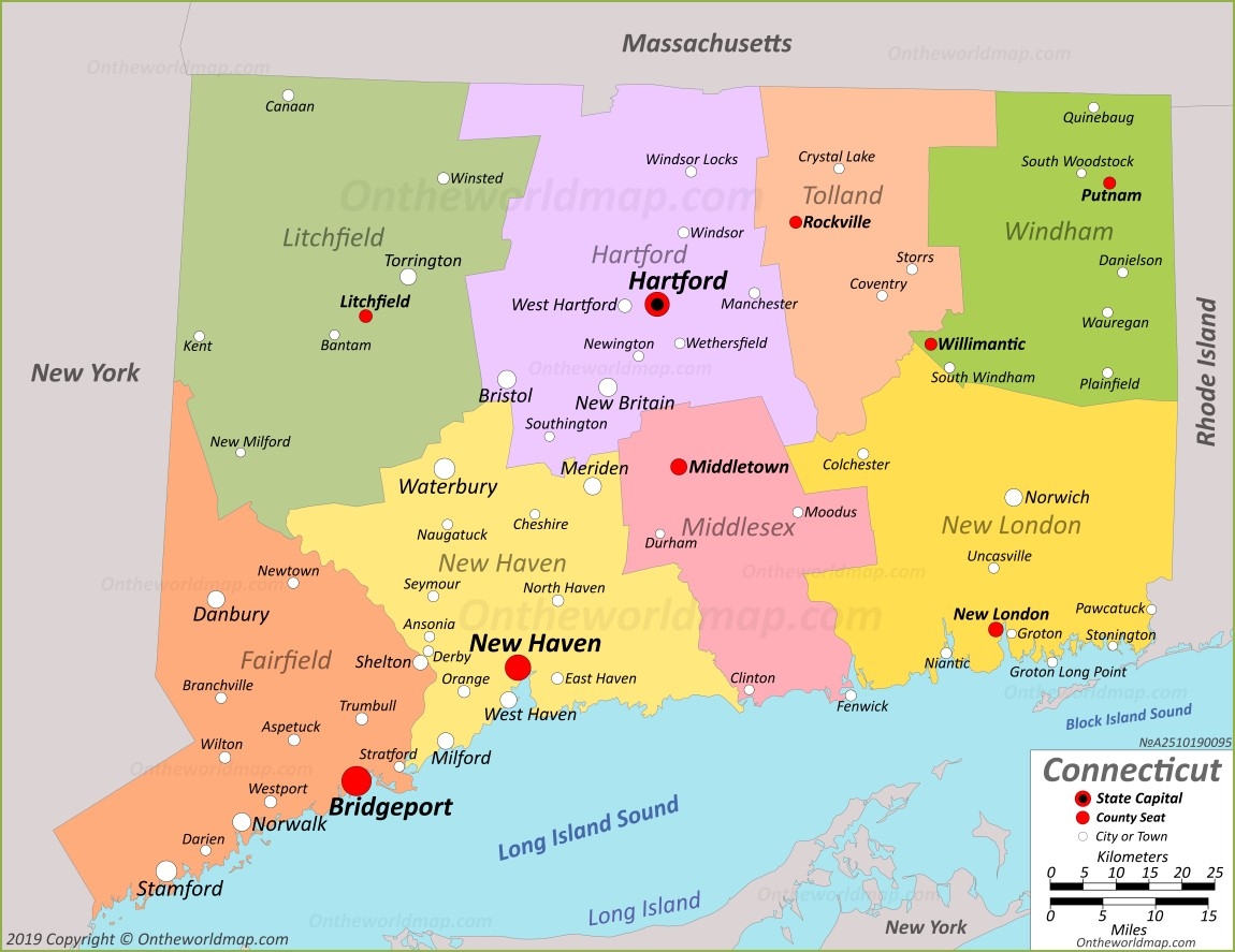 Connecticut Map With Counties Printable For Free