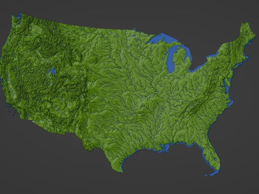 Contiguous USA Lower 48 Topographic Map With Hydrographic Features Cura Print Settings Profile By Ansonl Download Free STL Model Printables