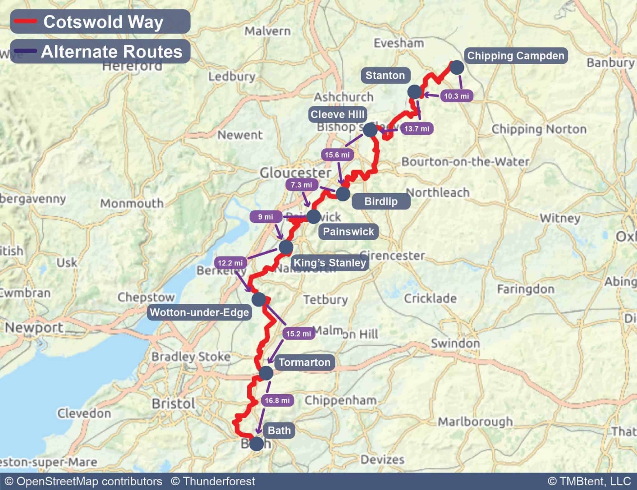 Free Printable Map Of Cotswolds England