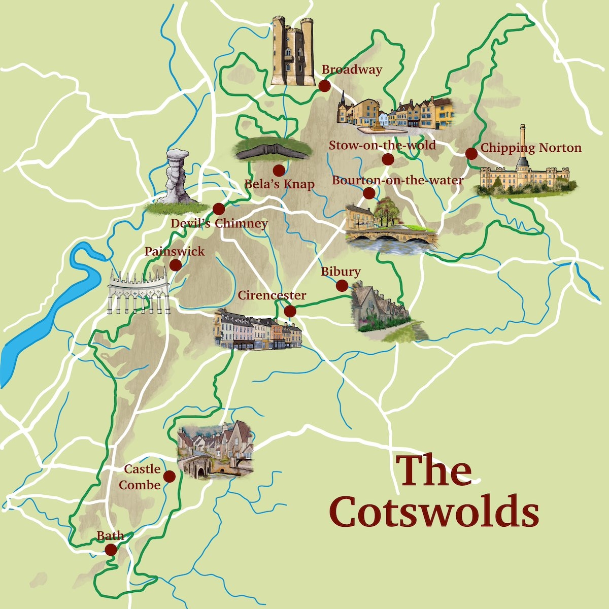 Cotswolds Maps Interactive Maps Travel Guides Free PDFs HIDDEN GEMS Map 