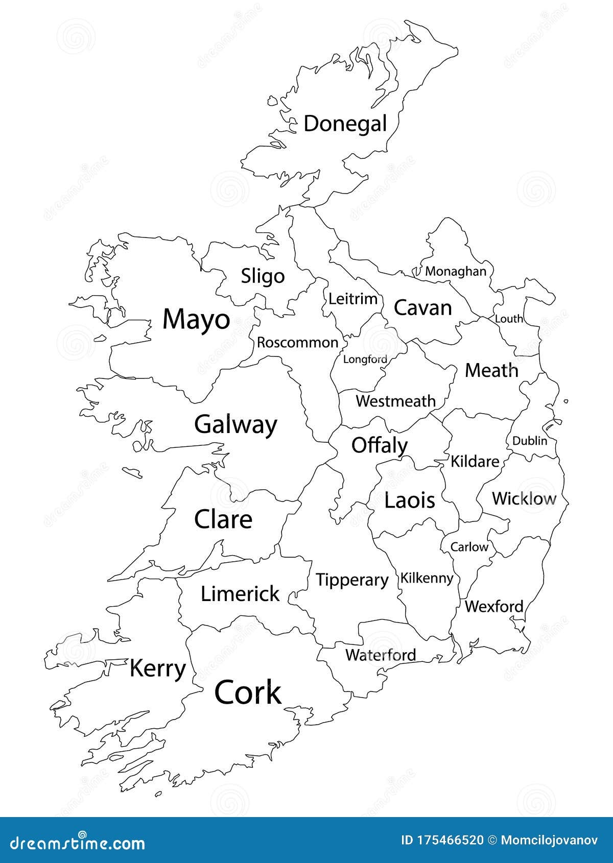 Counties Map Of Ireland Stock Vector Illustration Of Coat 175466520 Worksheets Library