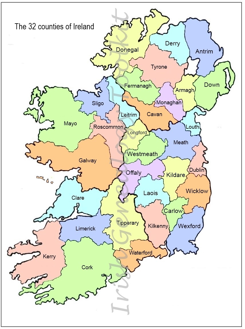 A4 Printable Map Of Ireland