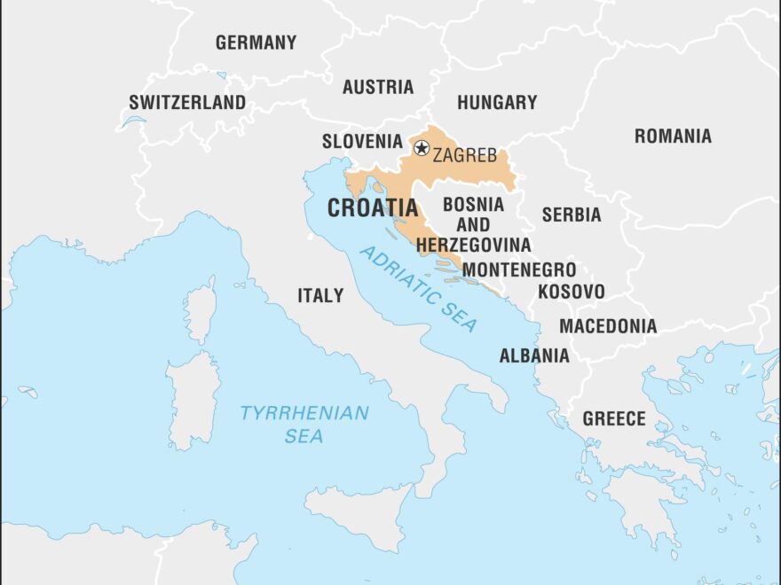 Croatia On World Map Surrounding Countries And Location On Southern Europe Map