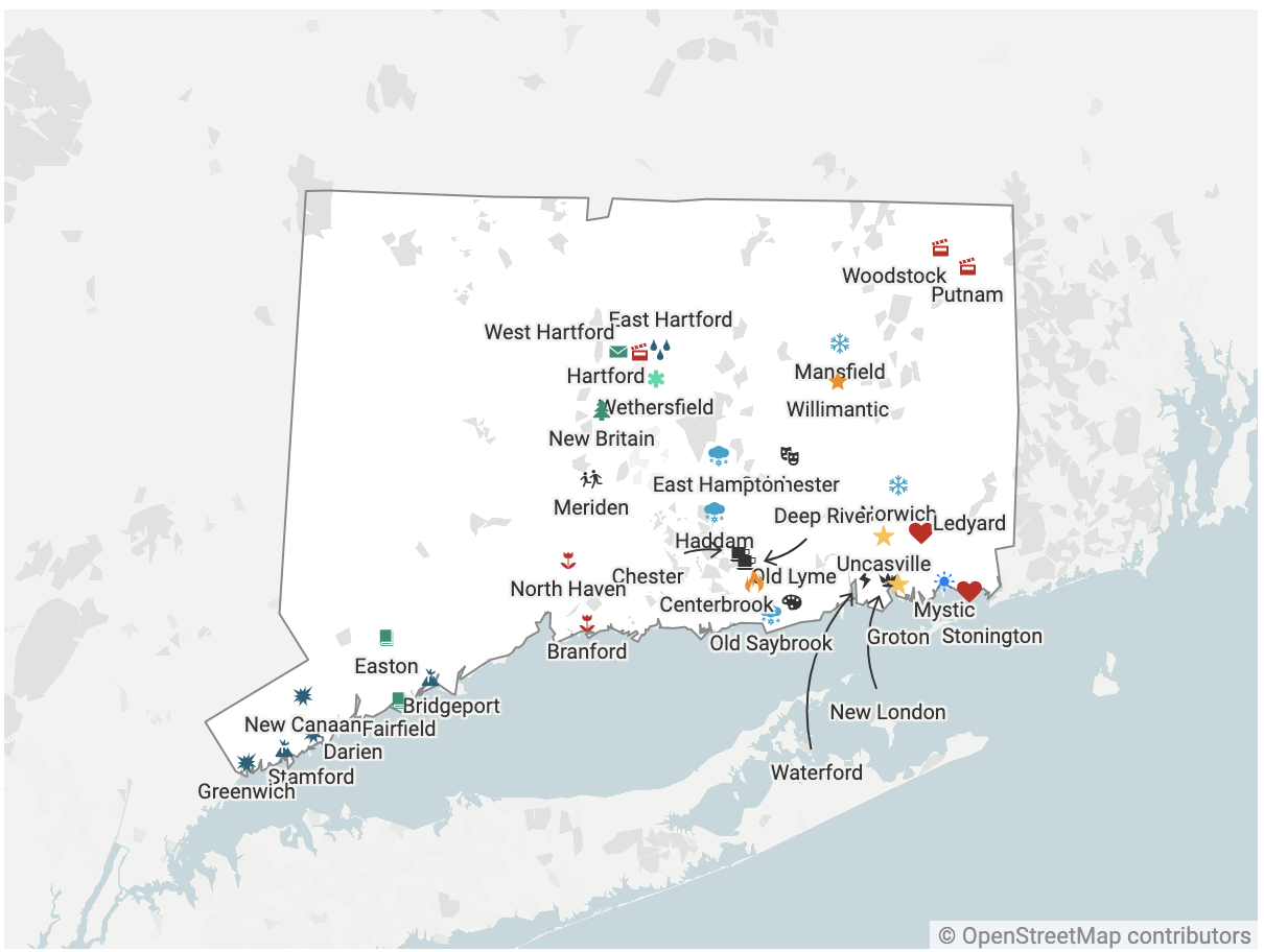 Printable Map Of Connecticut Points Of Interrest