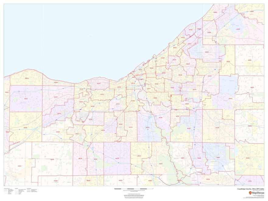 Cuyahoga County Ohio ZIP Codes Map
