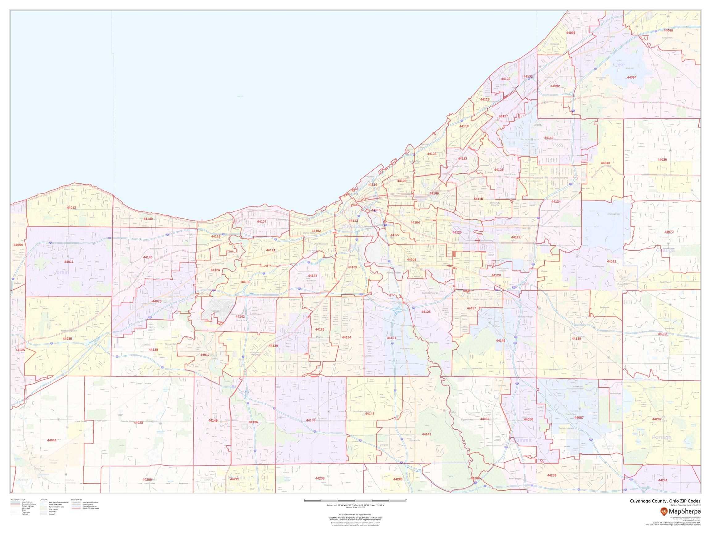 Cuyahoga County Ohio ZIP Codes Map Cuyahoga County Ohio ZIP Codes Map