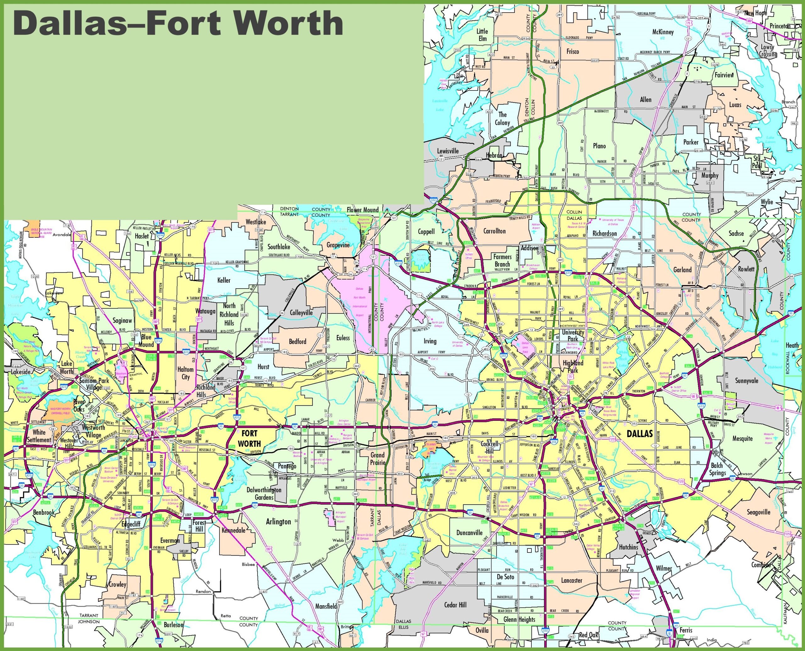 Dallas Fort Worth Map Printable