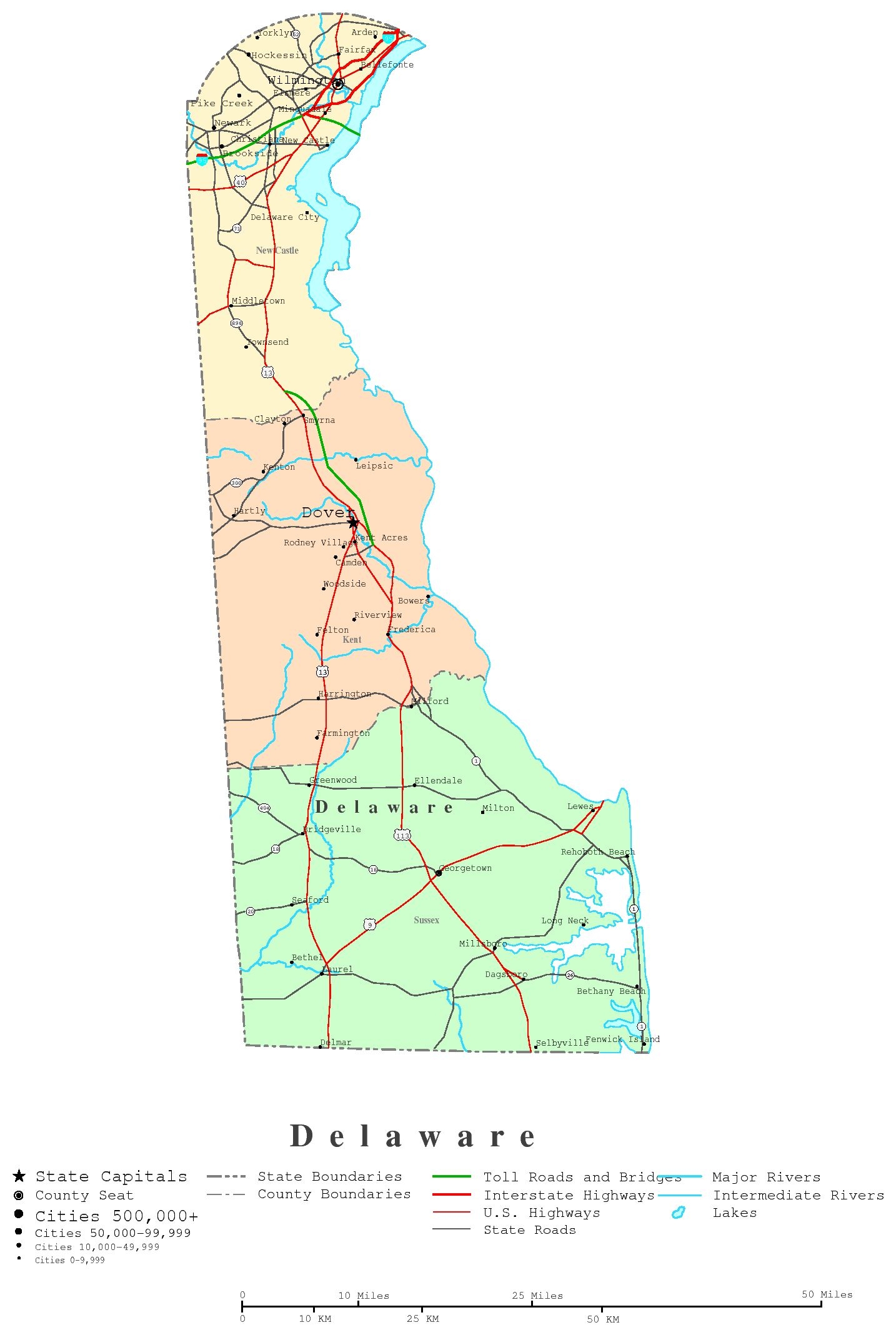 Delaware Printable Map