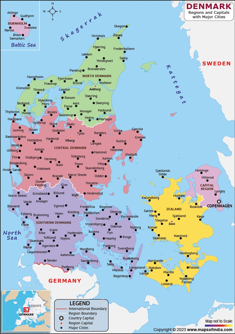 Free Printable Map Of Denmark