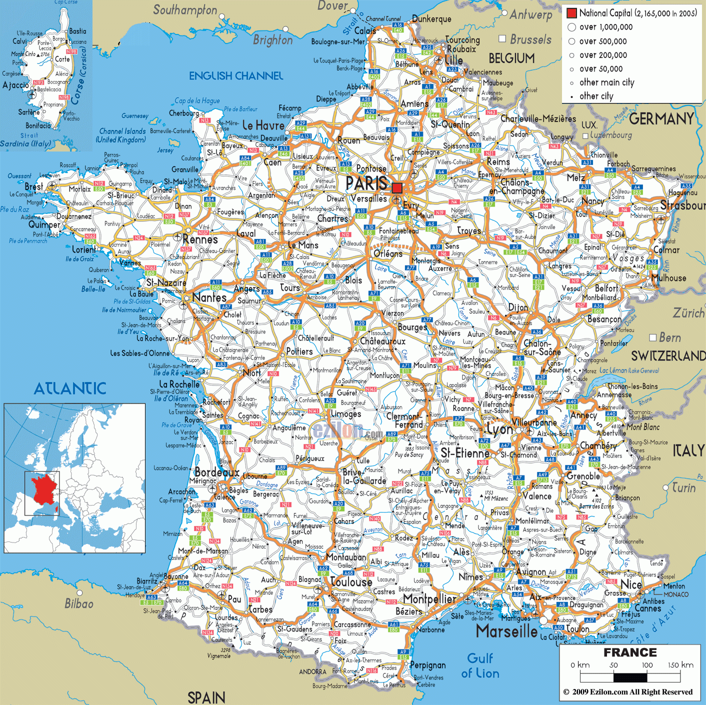 A4 Printable Map Of France
