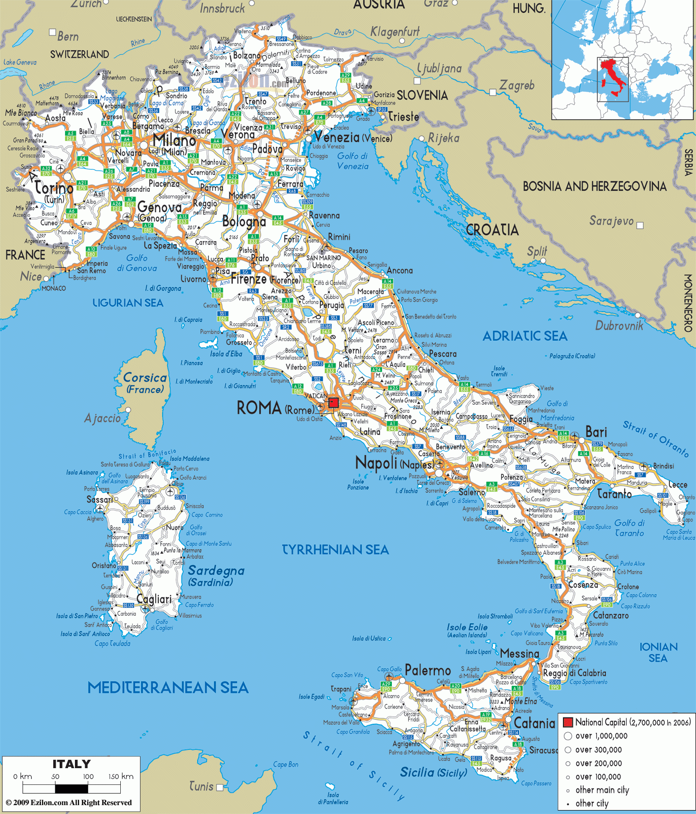 A4 Printable Map Of Italy