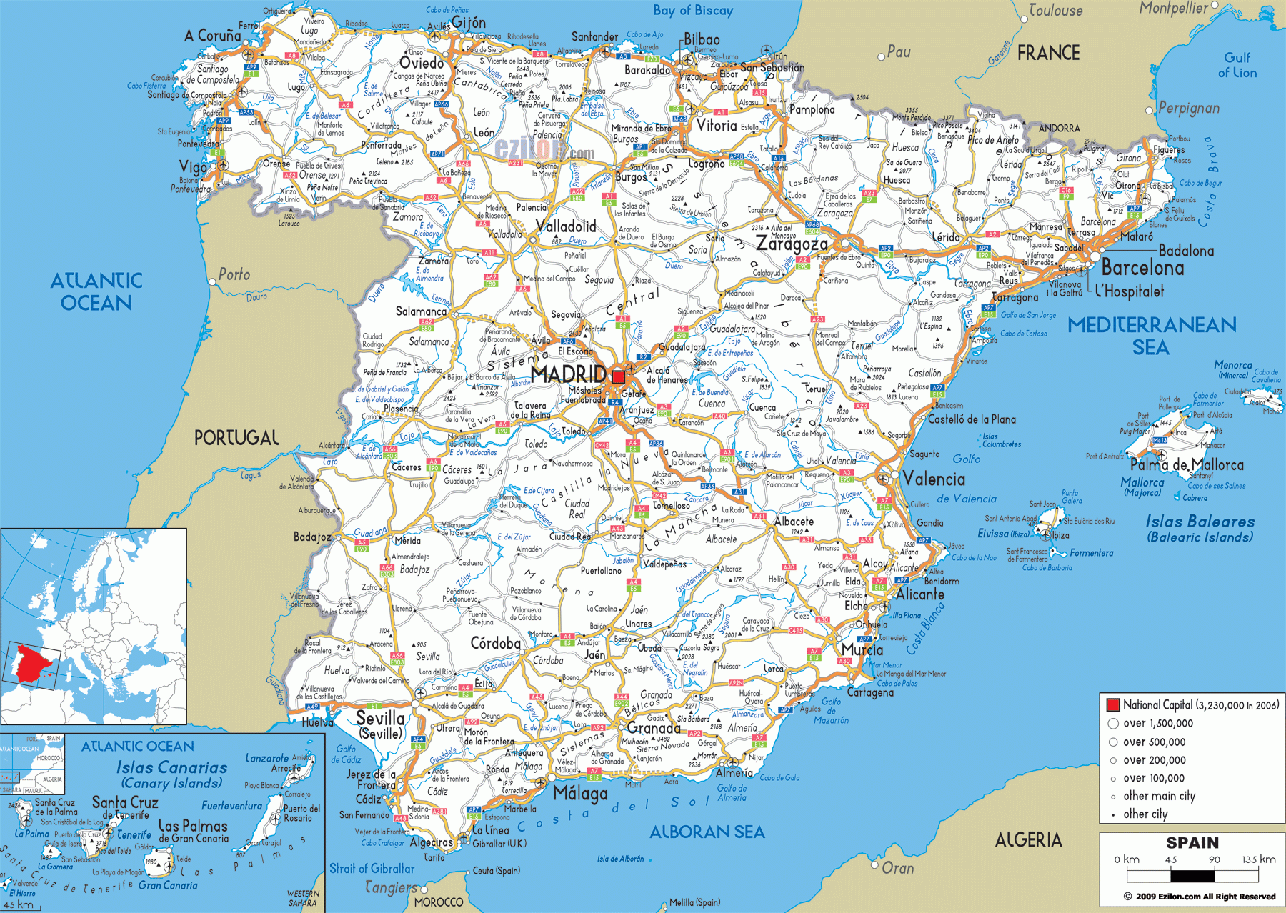 Free Printable Map Of Spain With Cities