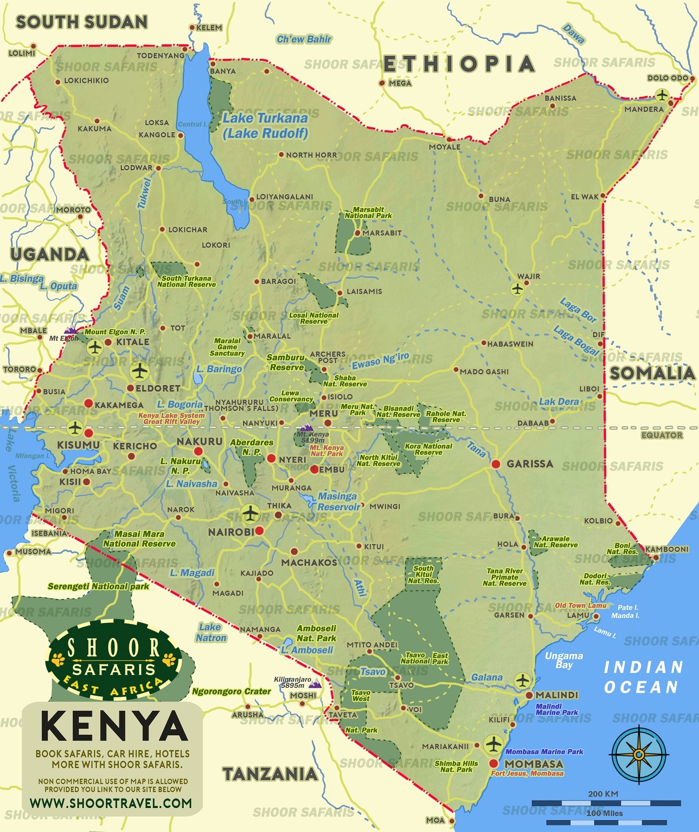 Detailed Kenya Map With Cities National Parks Free To Download As PDF Large Size