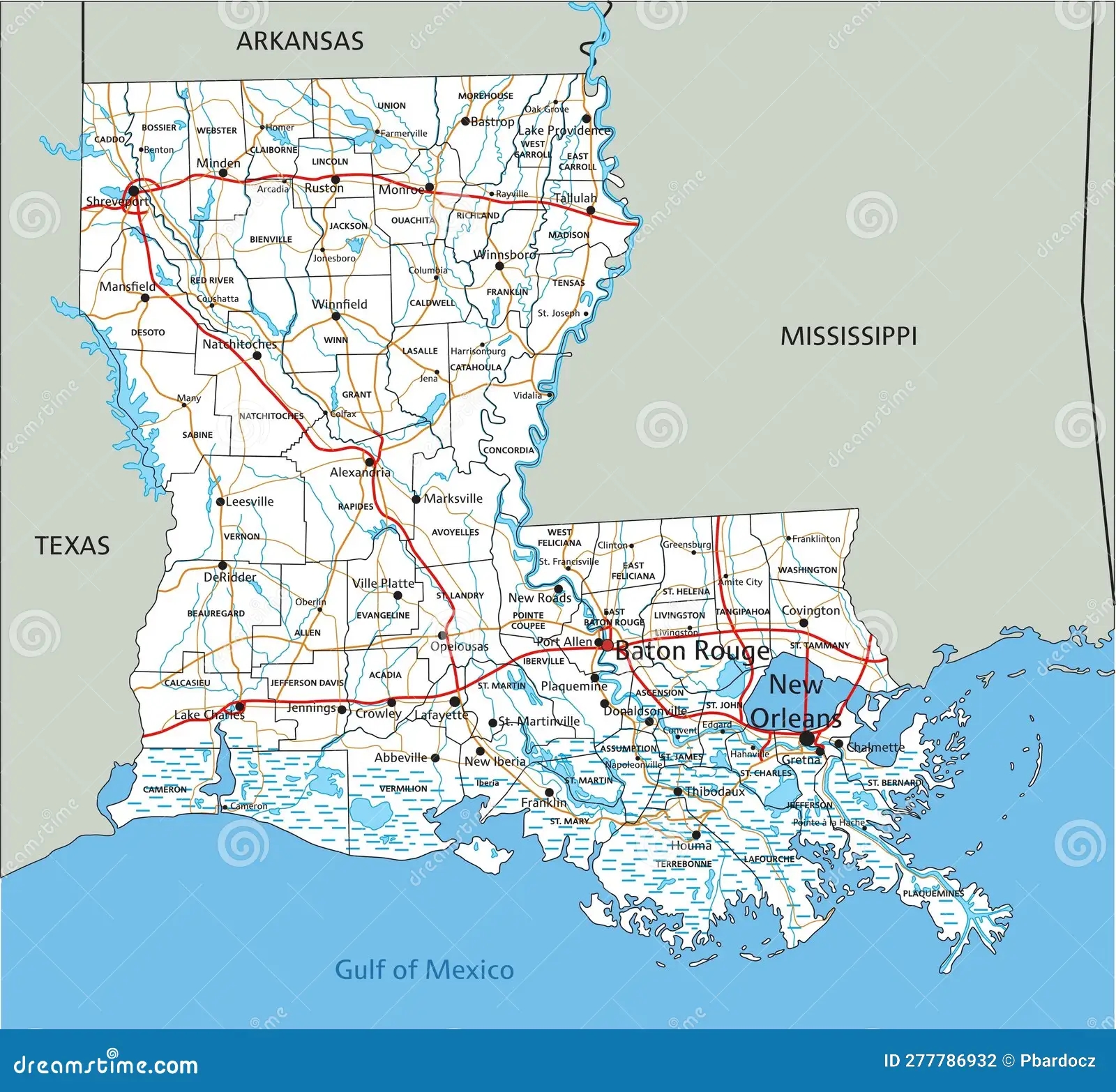 Louisiana Road Map Printable