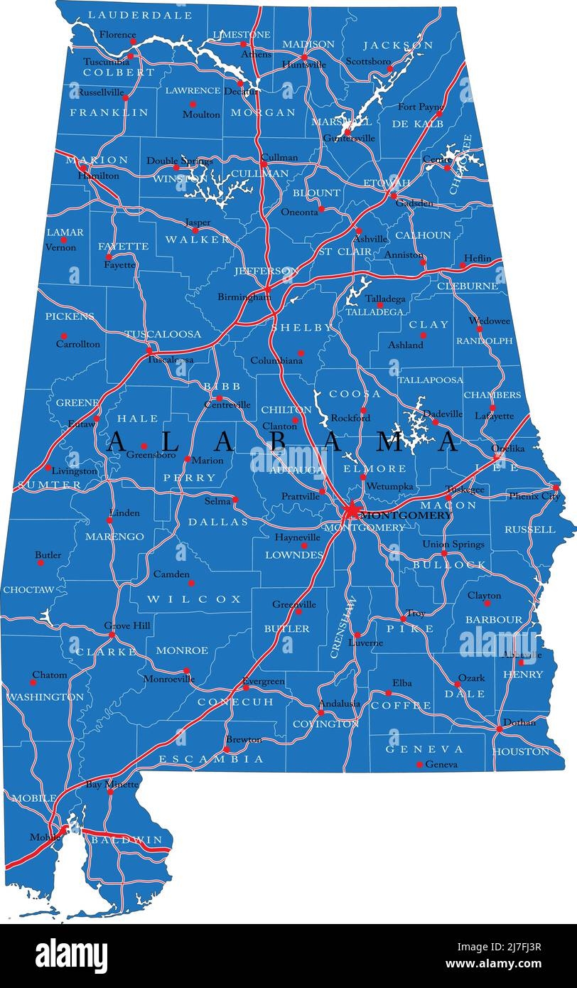 Free Printable Alabama State Road Map
