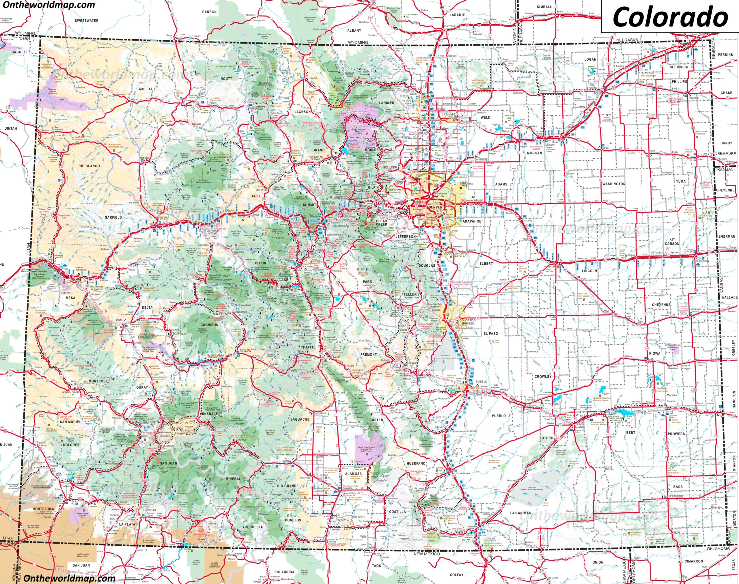 Free Printable Colorado State Map